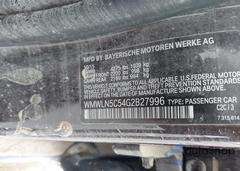 2016 Mini Clubman Cooper from USA, damaged, VIN WMWLN5C54G2B27996